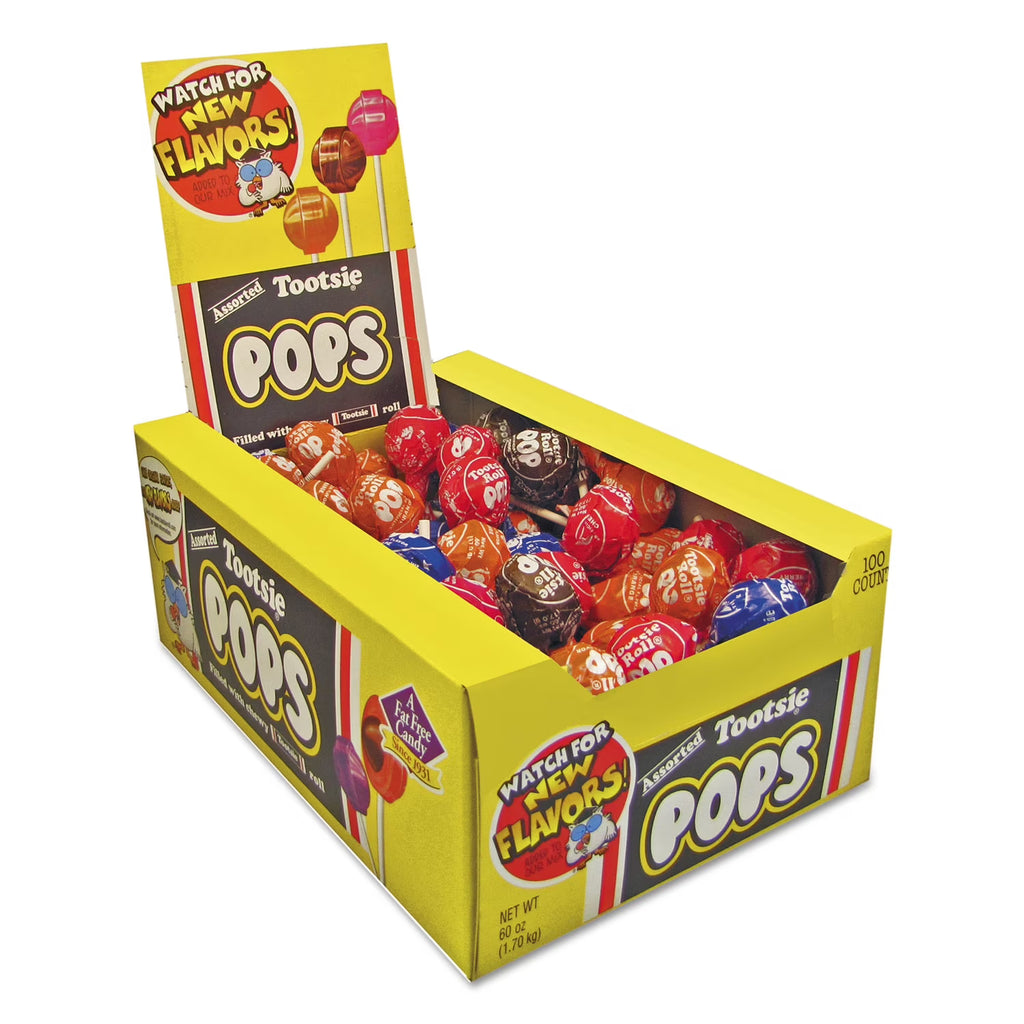 Assorted Flavors Tootsie Pops, 0.6 oz, 100/Box G167203