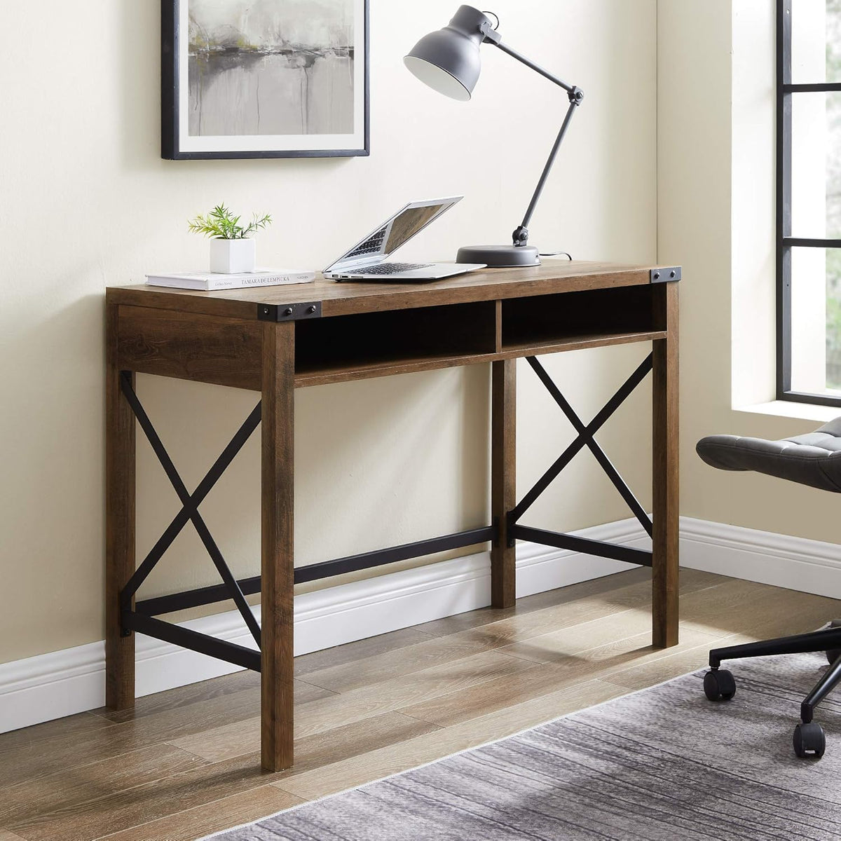 Grey Wash Metal Writing Desk H8116