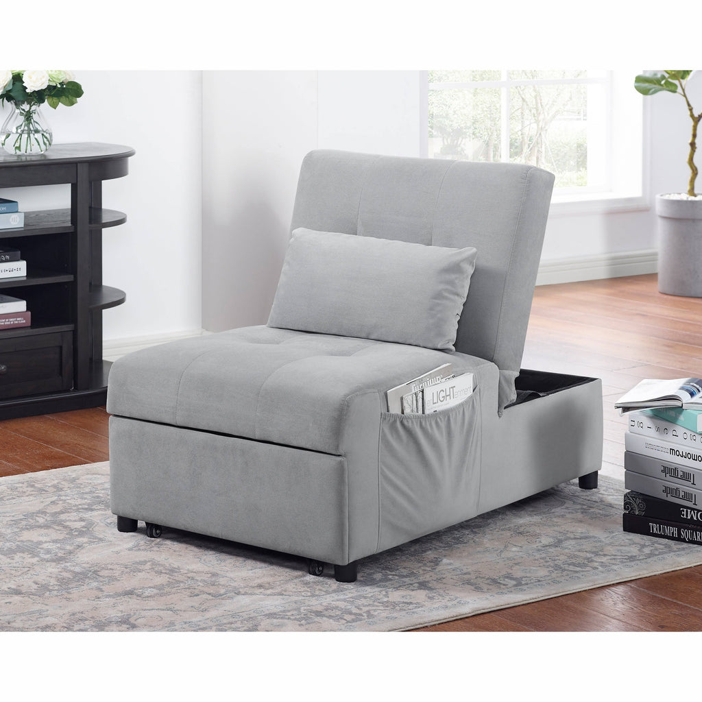 Grey Upholstered Futon Chair Y286