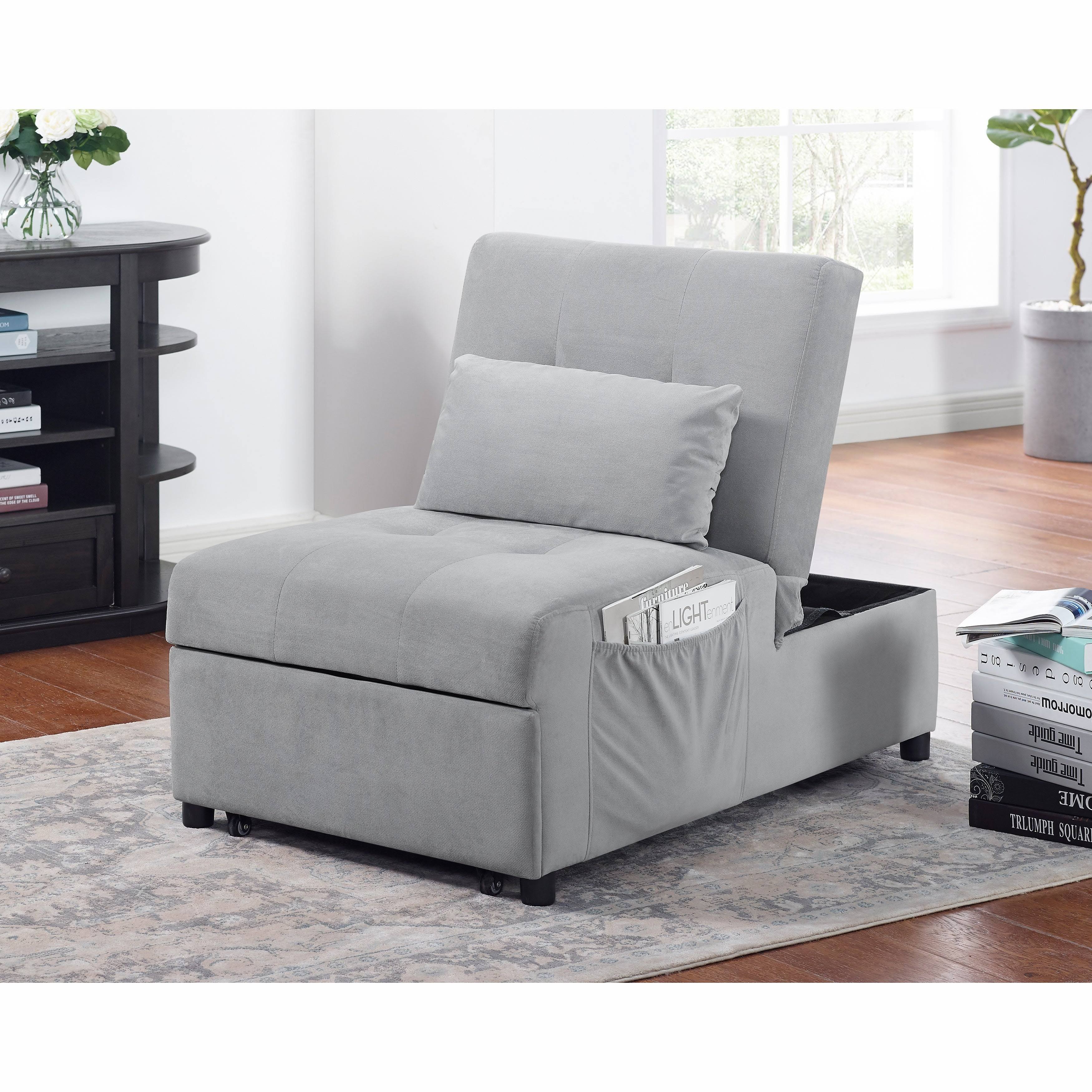 Grey Upholstered Futon Chair Y286