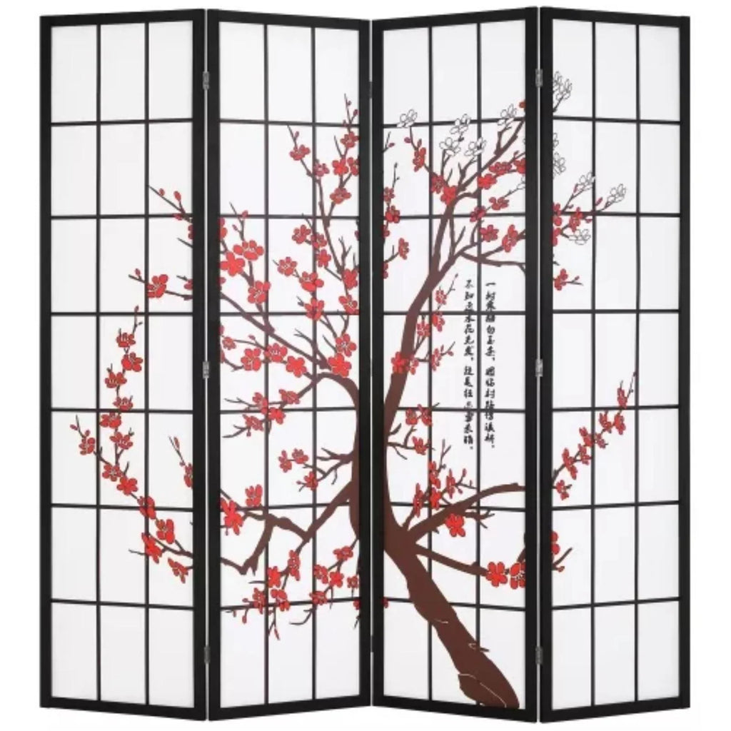 White Freestanding 4 Panel Room Divider V2336