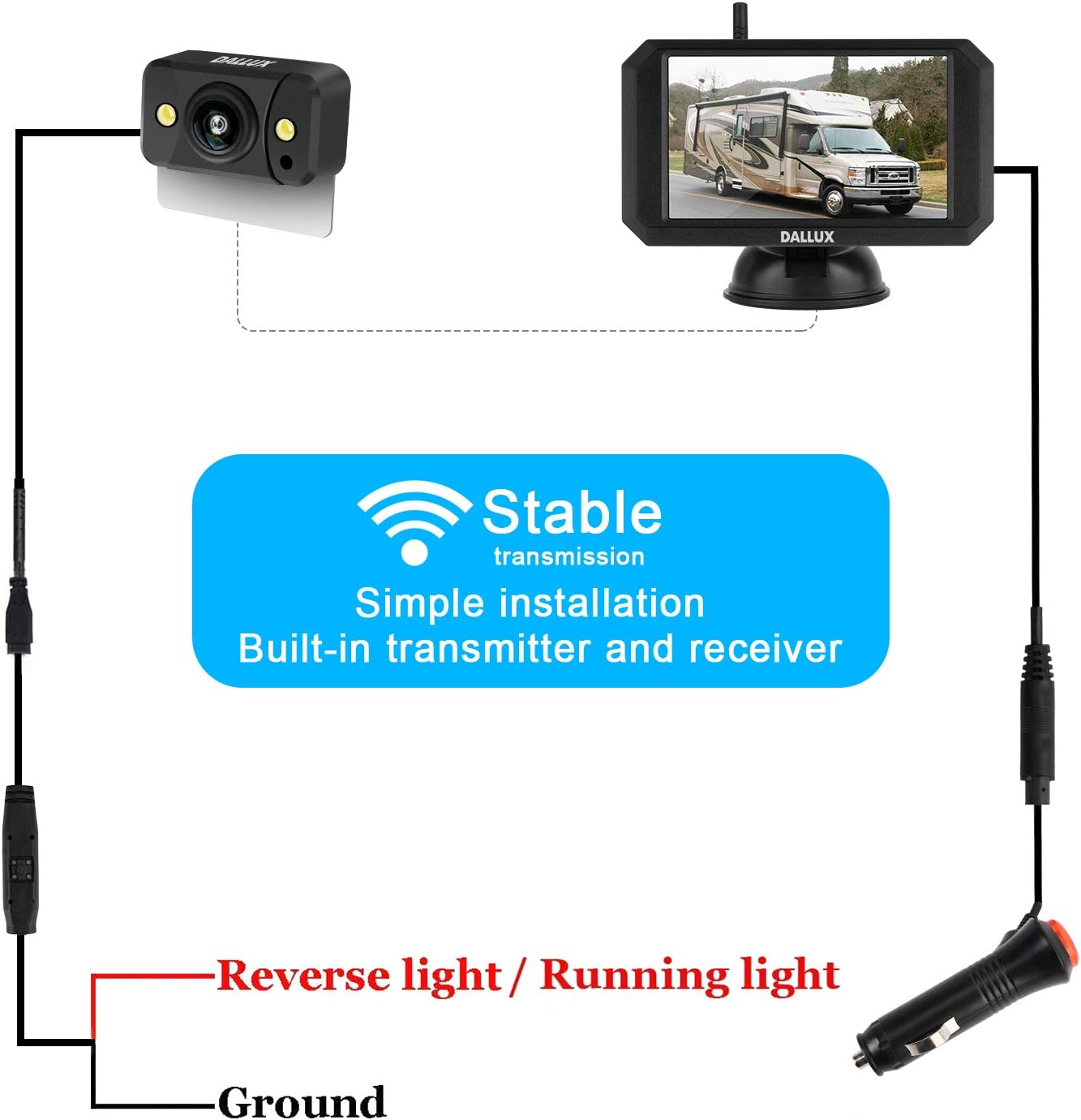 Wireless Backup Camera with 5 Inch Monitor and HD 1080P Night Vision Waterproof Camera M316095
