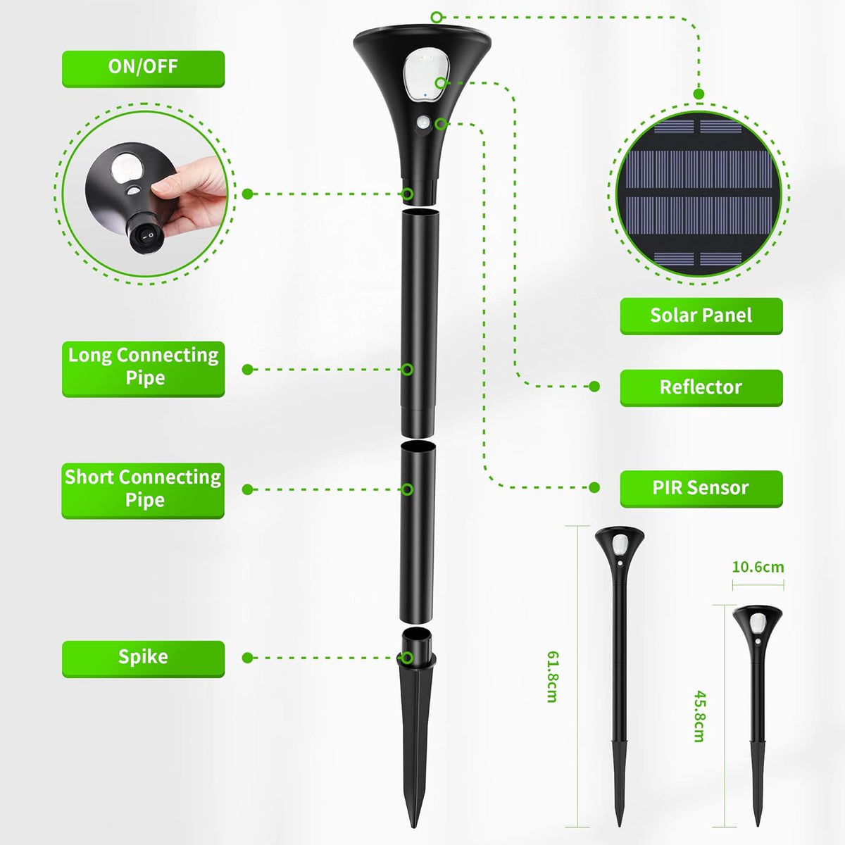 Black Solar Powered Pathway Lights W52308