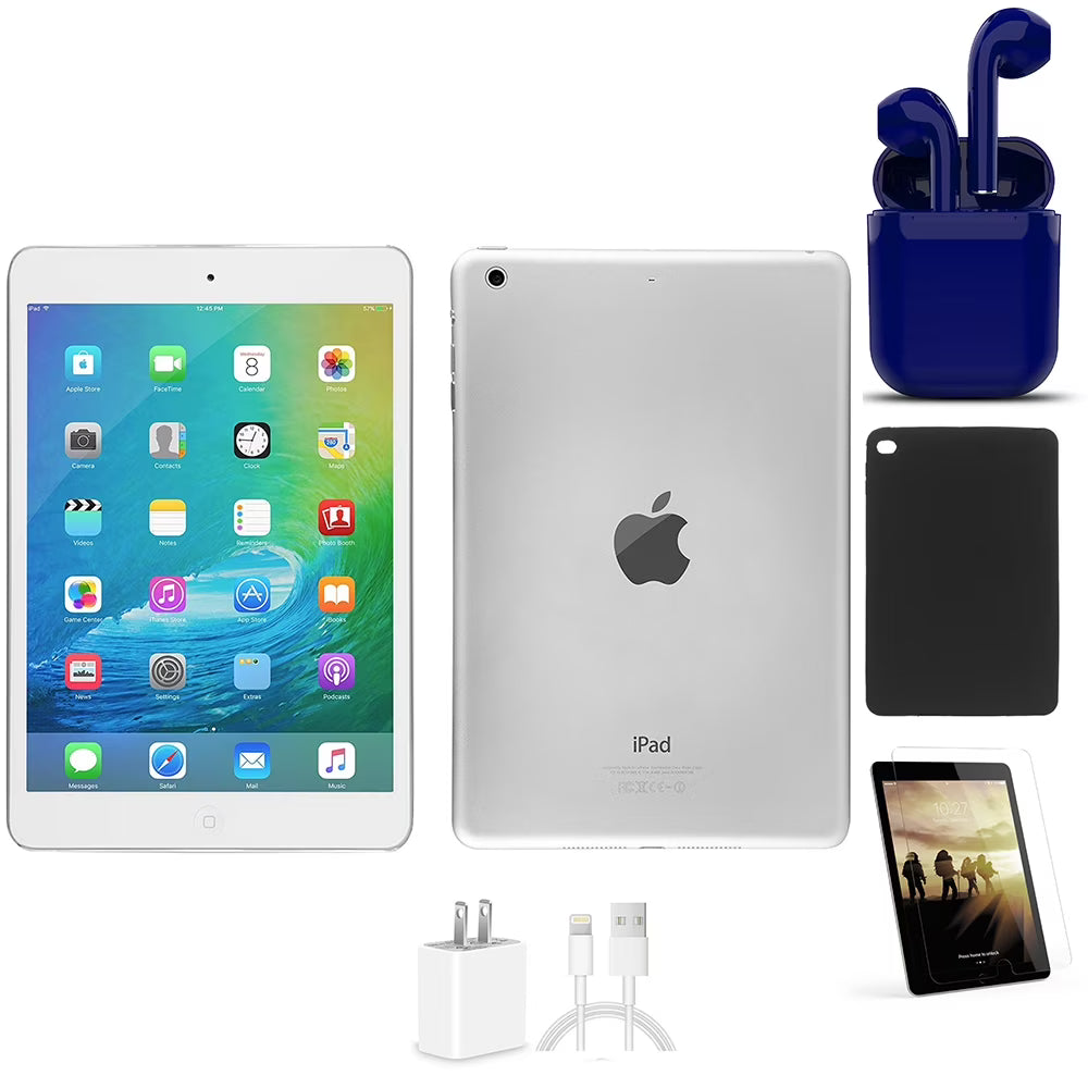 128GB iPad Mini 2 Wi-Fi Only Bundle with Case, Tempered Glass, Charger, Airbuds B263370