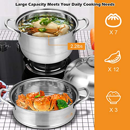 11 Inch Stainless Steel Steamer Pot with Tempered Glass Lid Q298153