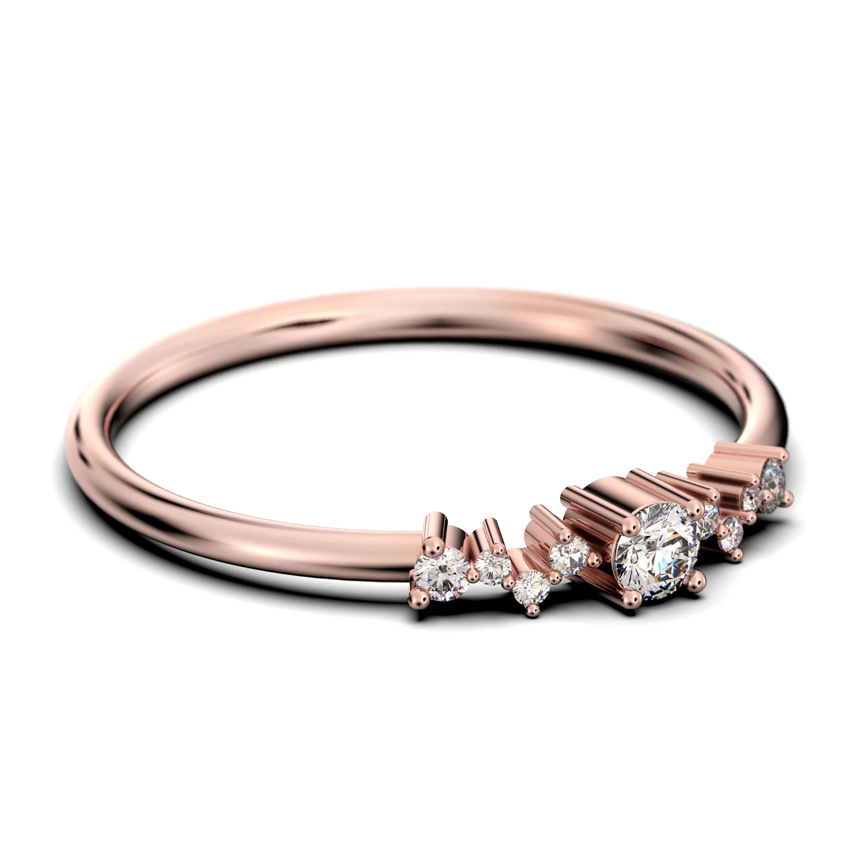 0.60 Carat Round Cut Diamond Moissanite Engagement Ring in 10k Solid Rose Gold U131