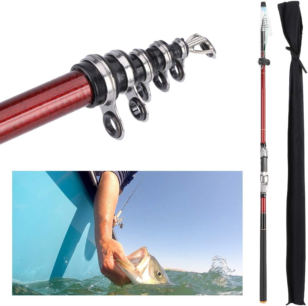 27088‑270 Portable Sea Rock Fishing Pole Carbon Rod 5 Sections 2.7M B1869