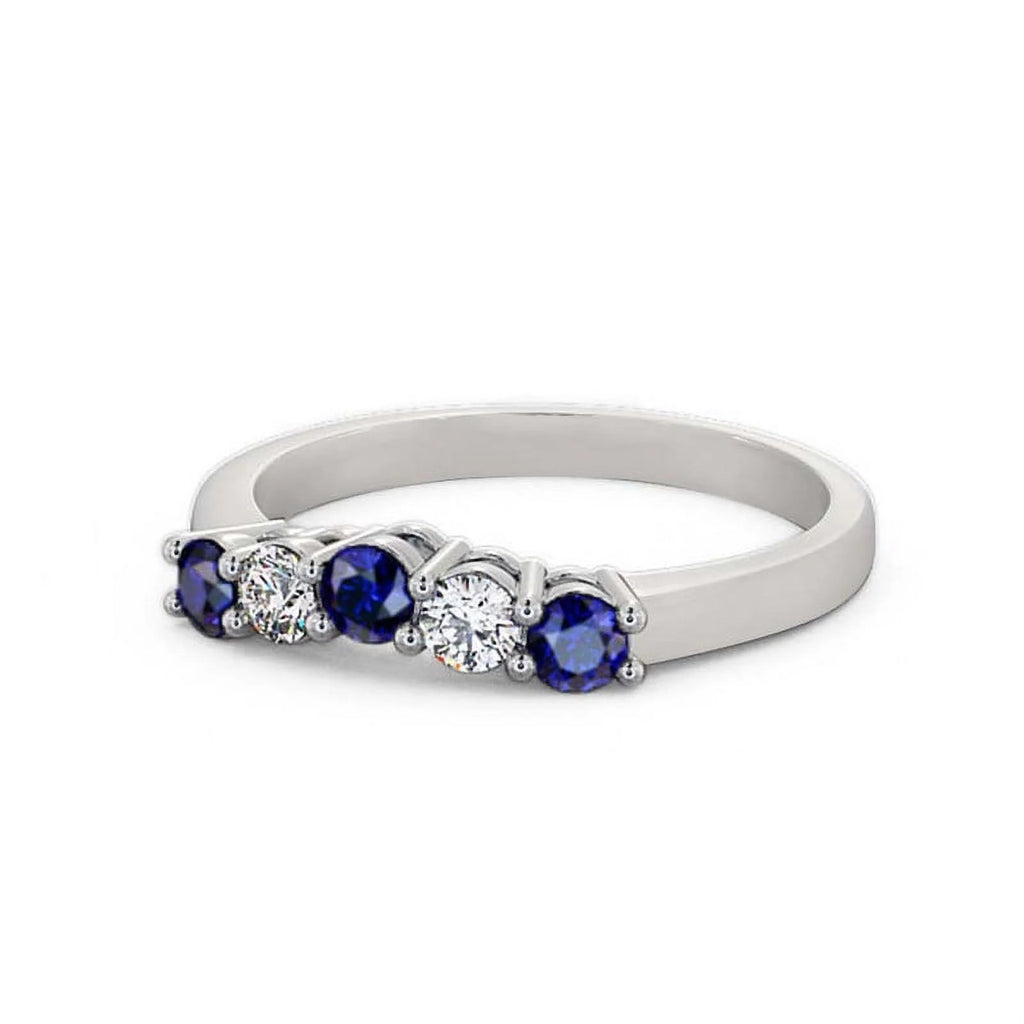 14K White Gold Blue Sapphire Diamond Eternity Band X359545