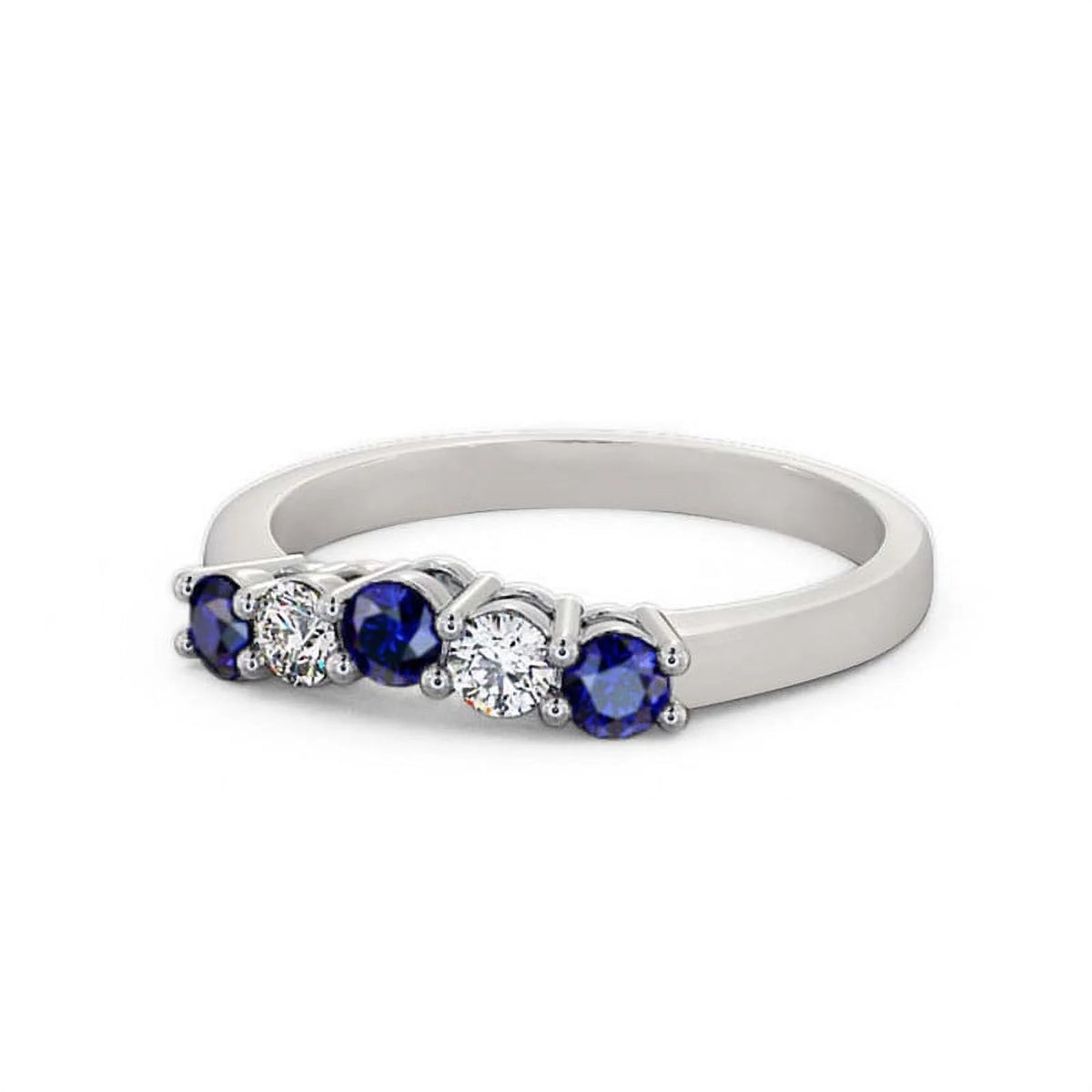 14K White Gold Blue Sapphire Diamond Eternity Band X359545