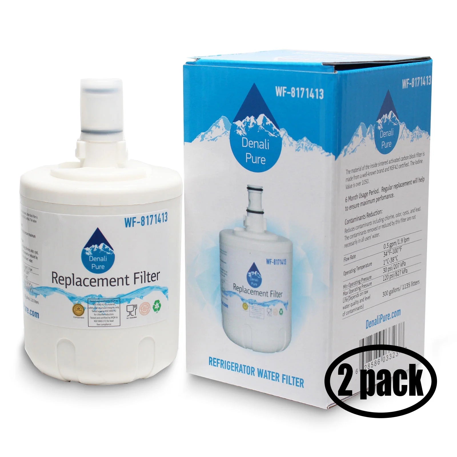2-Pack Refrigerator Water Filter Cartridge K62578