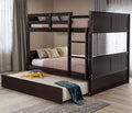 White Wood Triple Bunk Bed with Slide and Ladder P868
