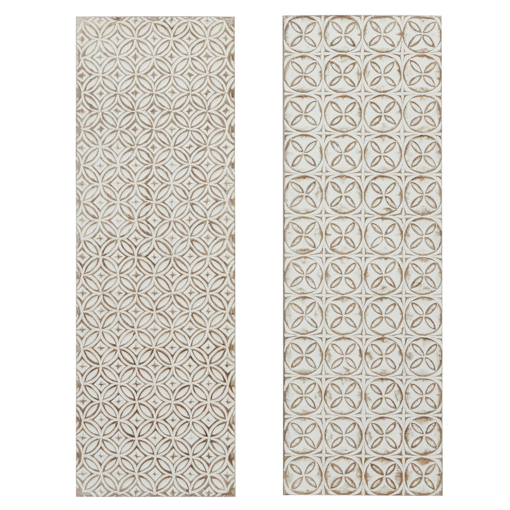 Rectangular White and Beige Wood Wall Decor 16 in. x 48 in. H419