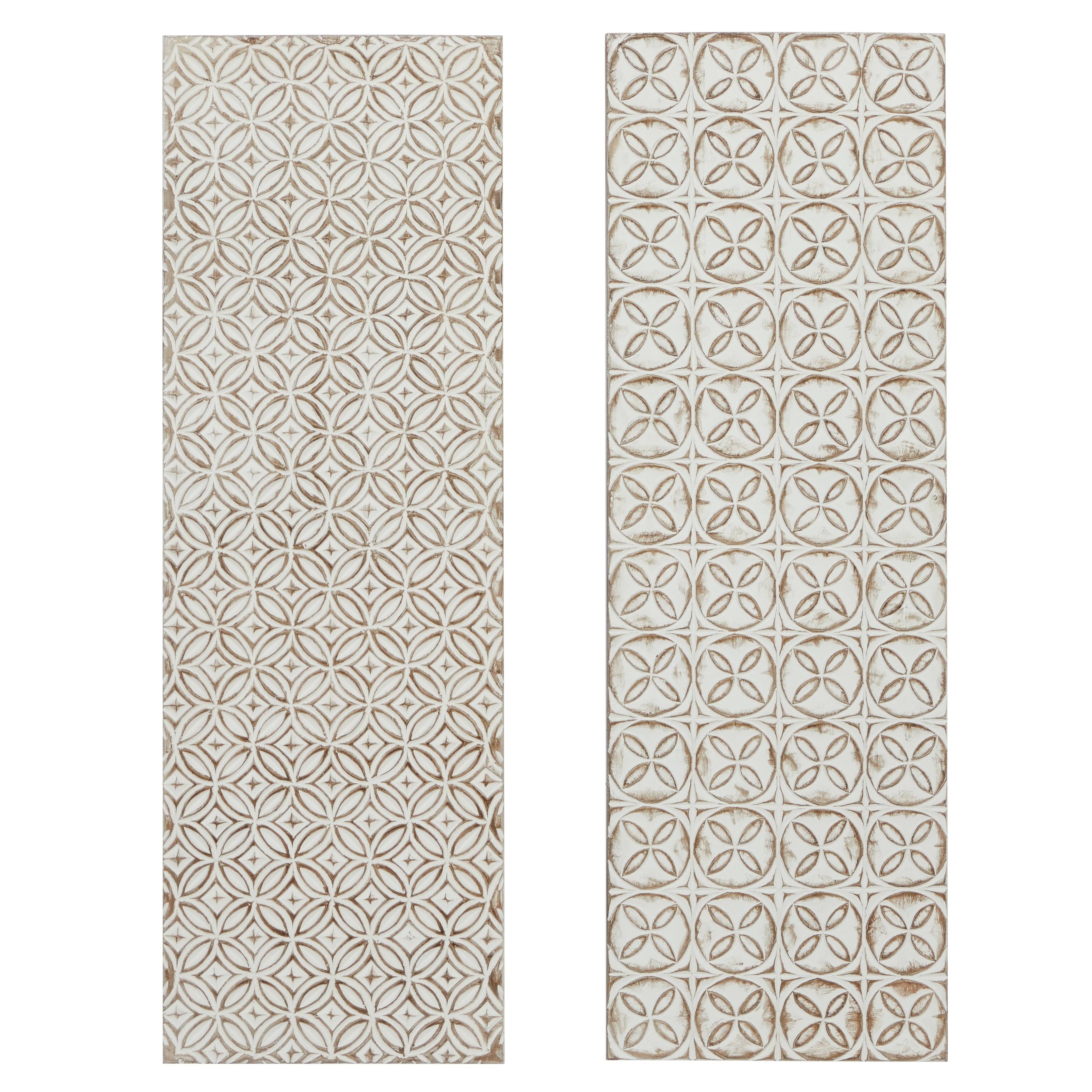 Rectangular White and Beige Wood Wall Decor 16 in. x 48 in. H419