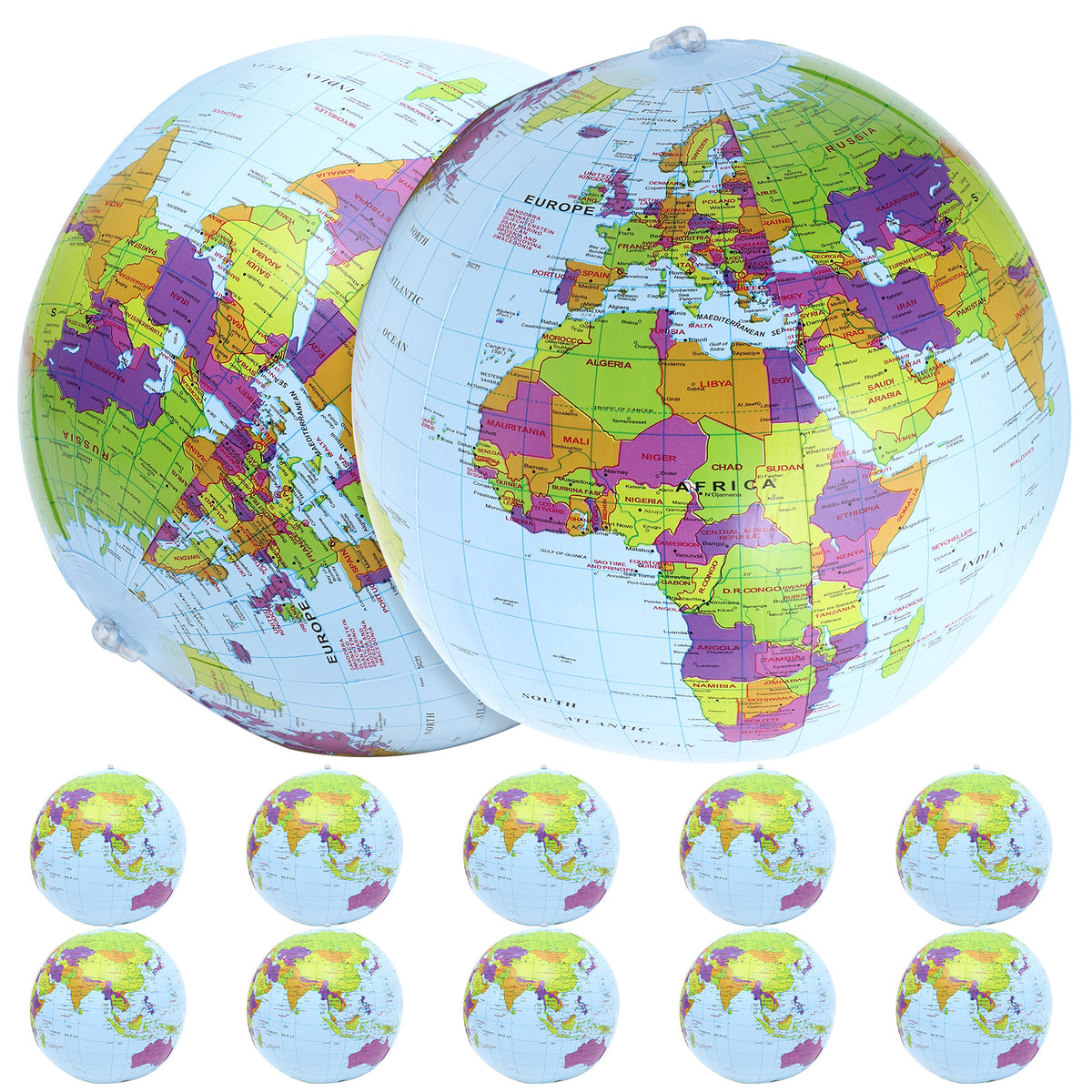 12 Pcs Globe Inflatable Pvc Beach Ball Toys K5953
