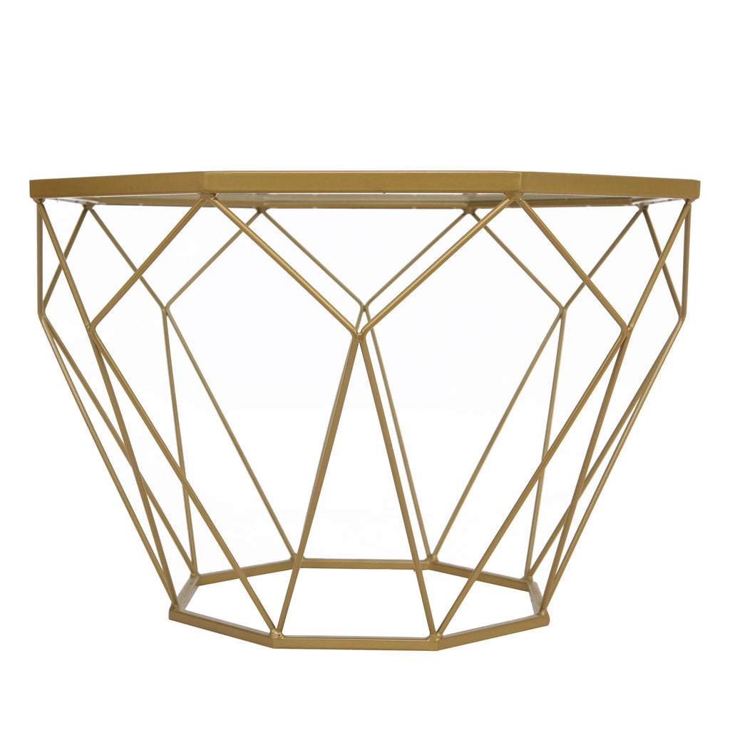 Black Leather Arm Chair Set of 2 and Octagonal Coffee Table with Gold Geometric Base T906