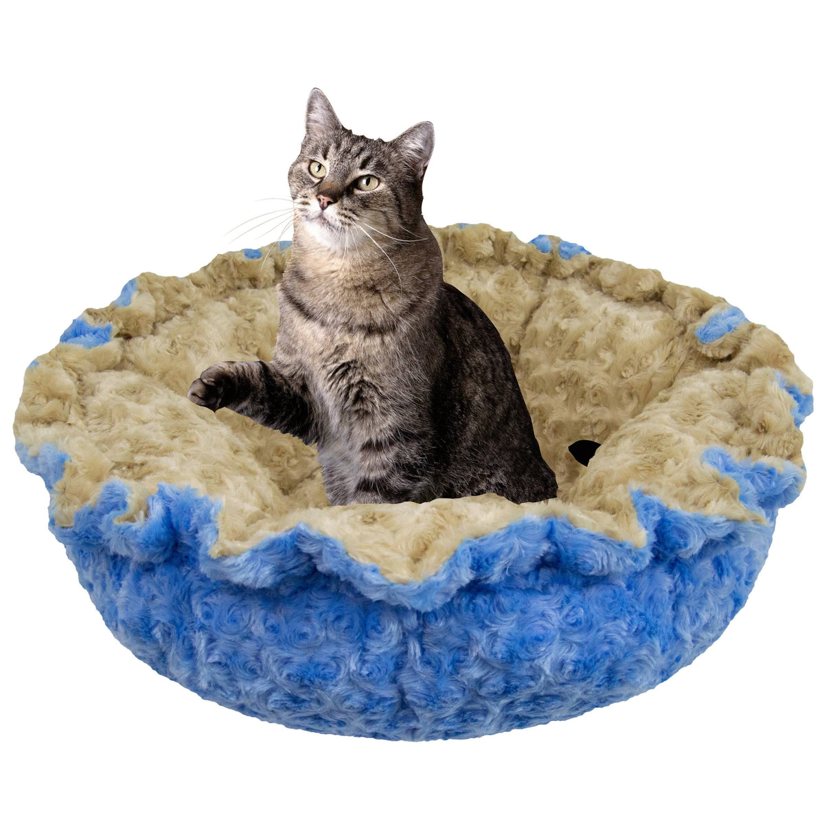 Ultra Plush Camel Rose Blue Sky Deluxe Dog Pet Cuddle Pod Bed, 30 inch x 30 inch B59215