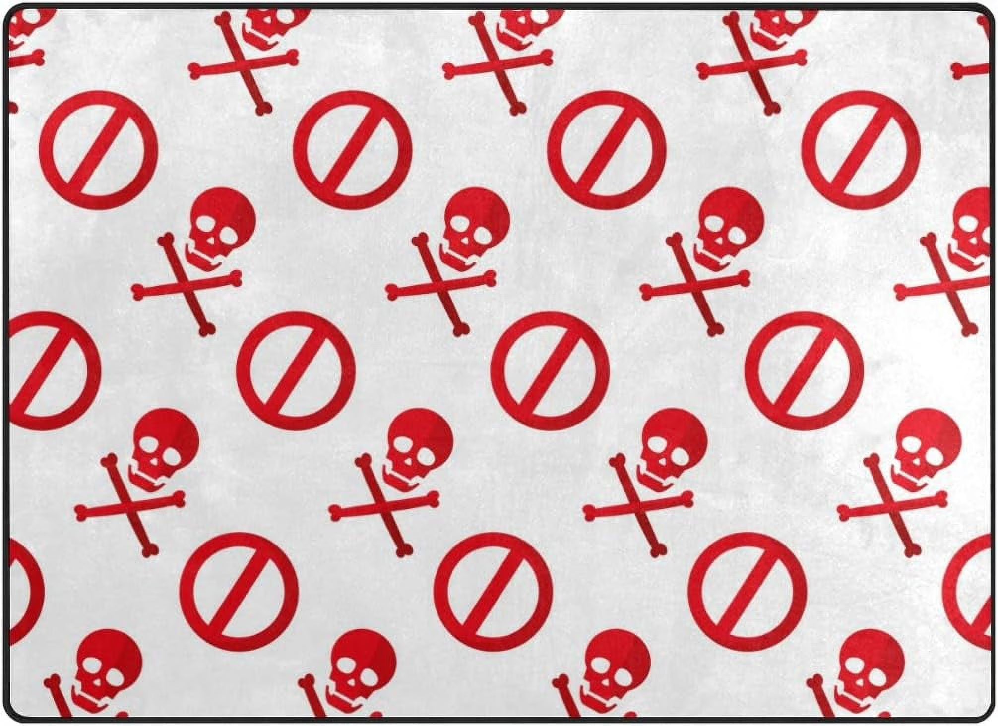 Red Darger Skull Symbol Lightweight Carpet Mats, 6'8" x 4'10" Area Soft Rugs Floor Mat Rug T16688