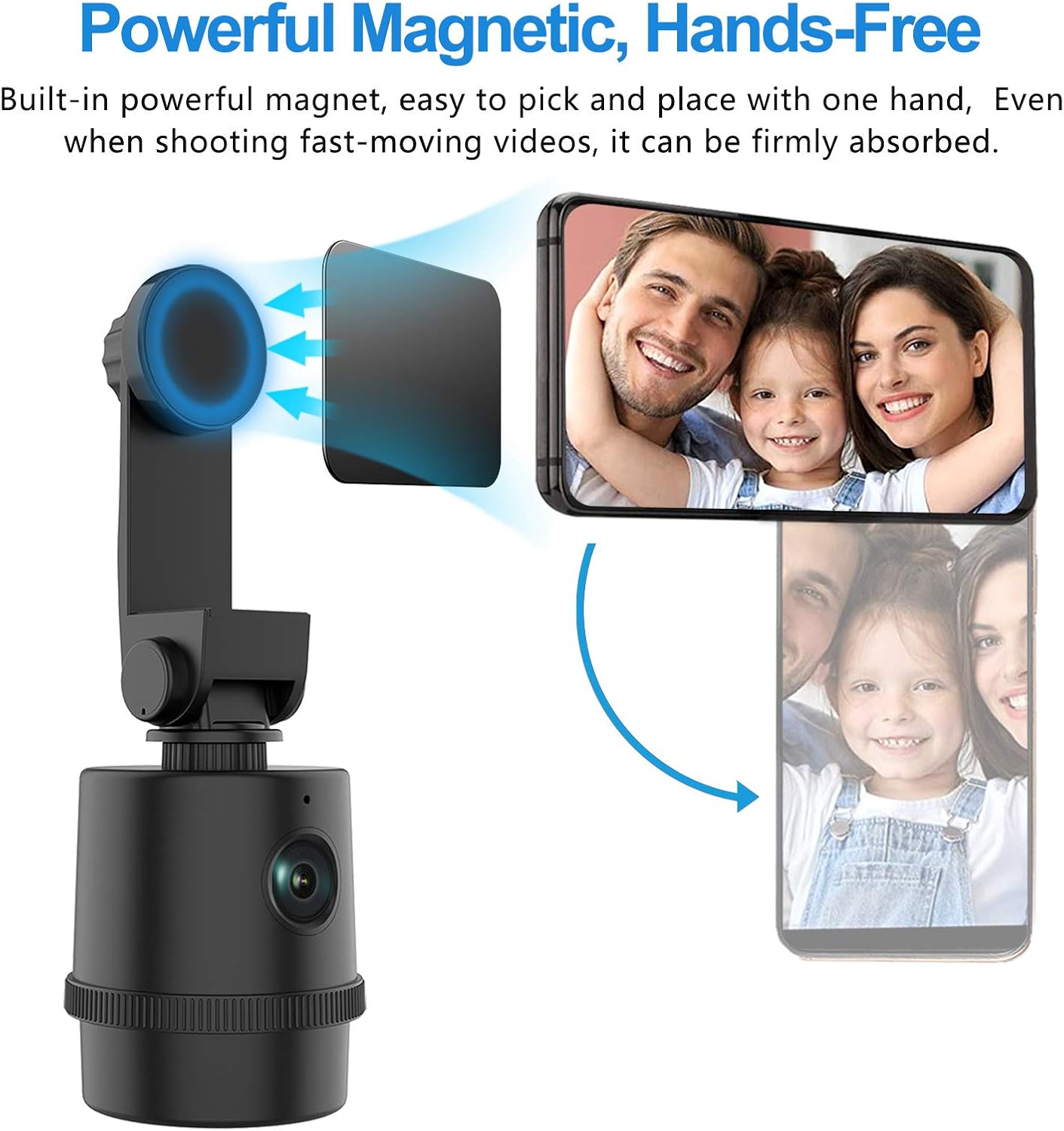 Auto Face Tracking 1080P Webcam with Magnetic Phone Holder and Tripod, PTZ Camera Plug and Play 360° Rotation, Pack of 2 Y658787