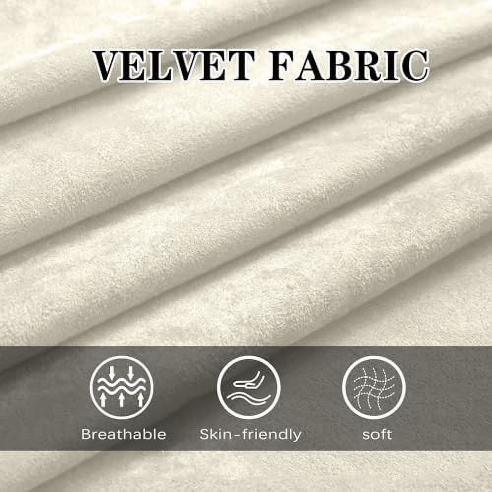 Beige Velvet Accent Chair with Ottoman and Metal Legs N164