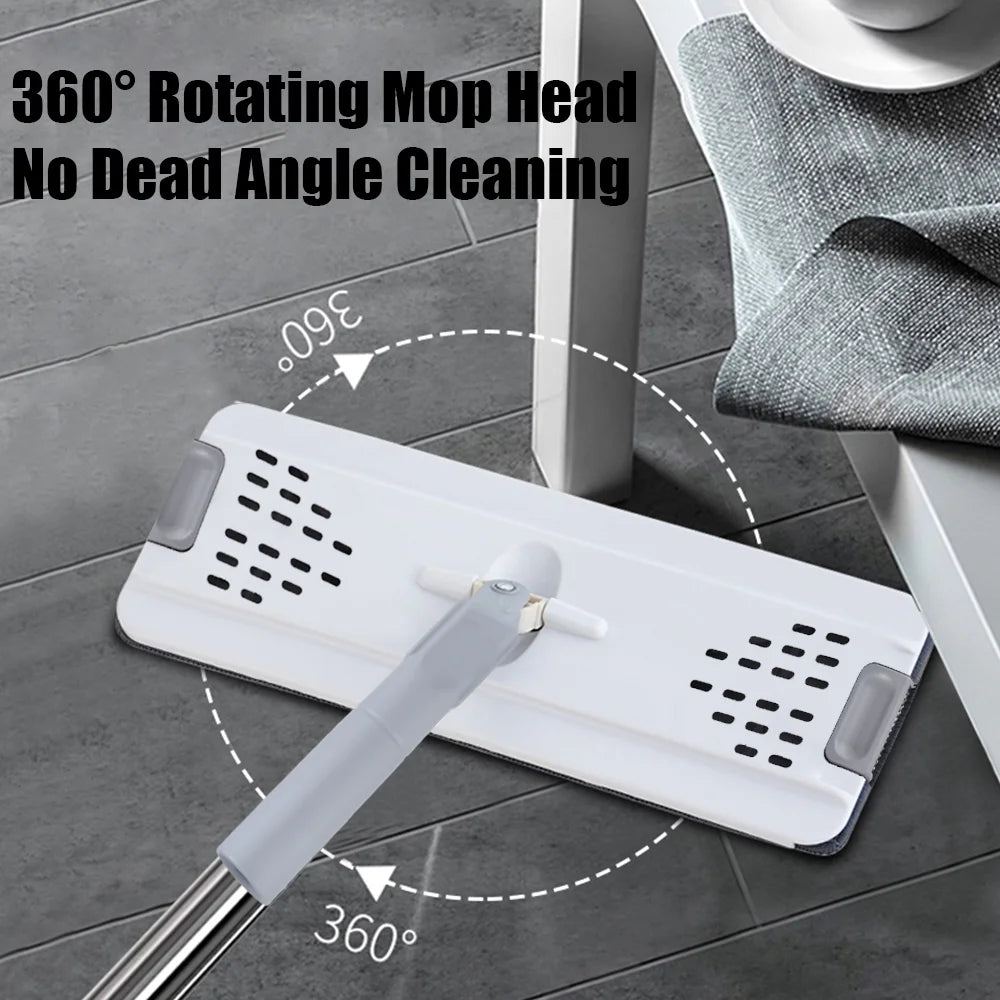 47 Inch Flat Mop and Bucket Set with 2 Microfiber Pads B84538