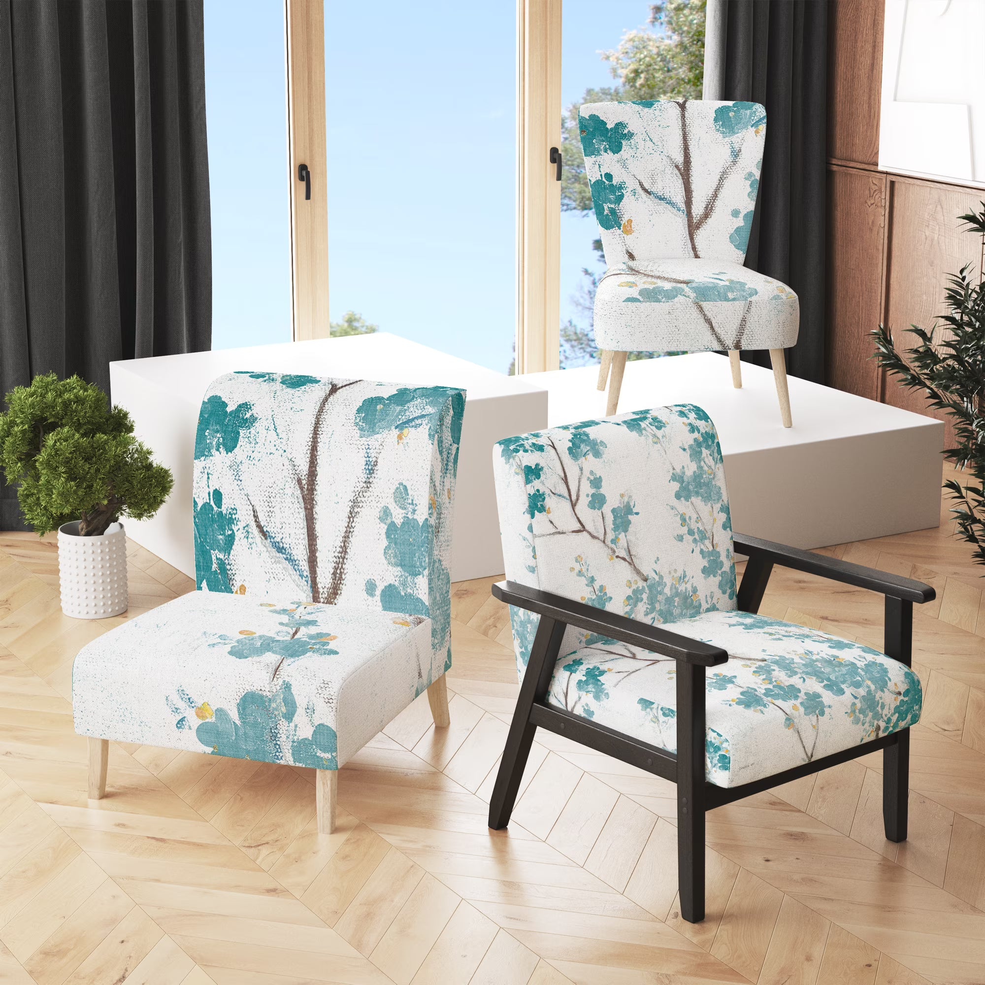 Teal Upholstered Traditional Accent Chair M4598
