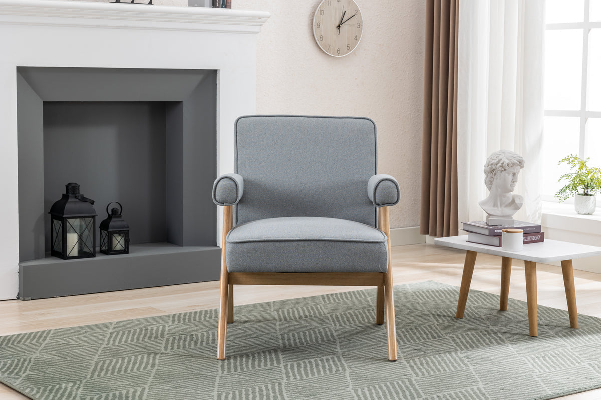 Mid-Century Modern Accent Chair with Solid Wood Armrest G22111