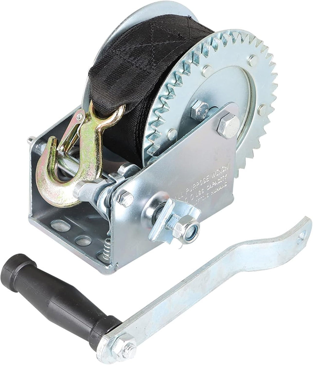Heavy Duty Hand Winch 2500lbs with 24FT Strap Manual Operated Two-Way Ratchet Pack of 2 H49503