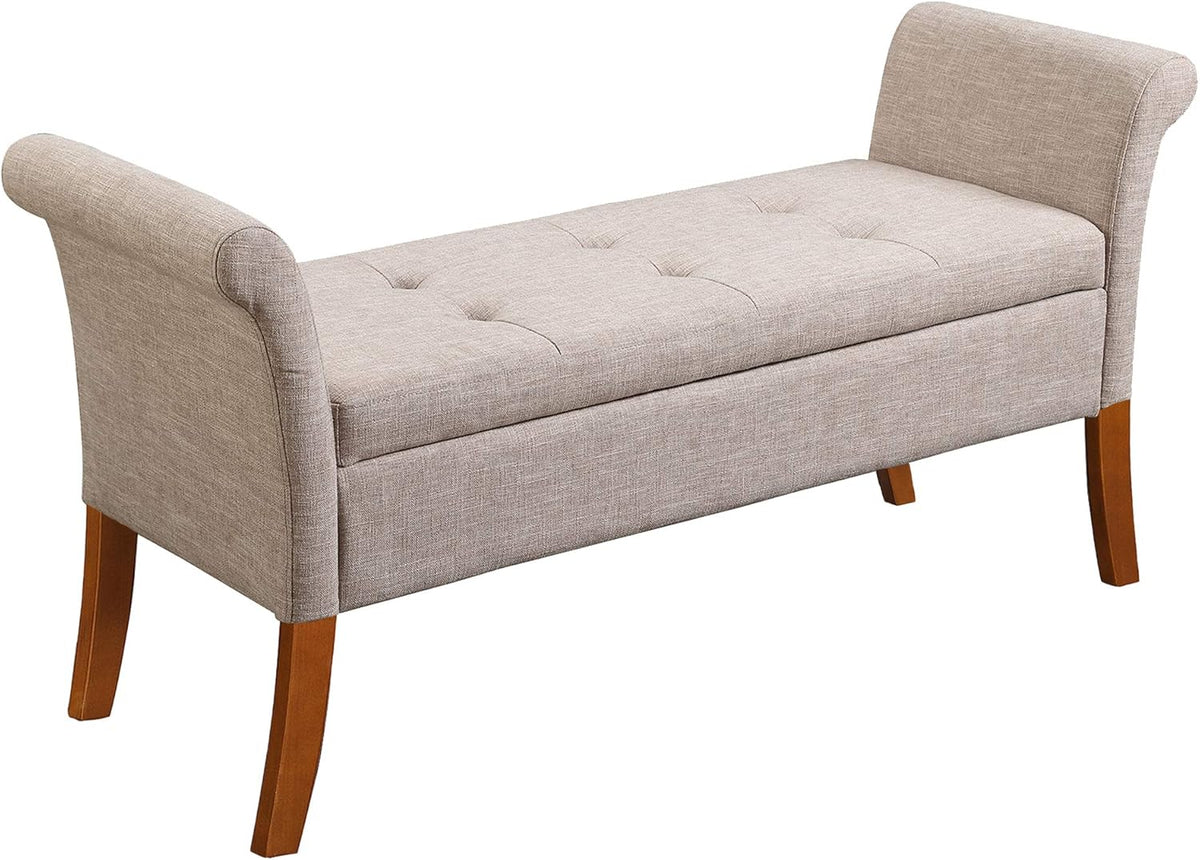 Beige Botanical Storage Bench Z546