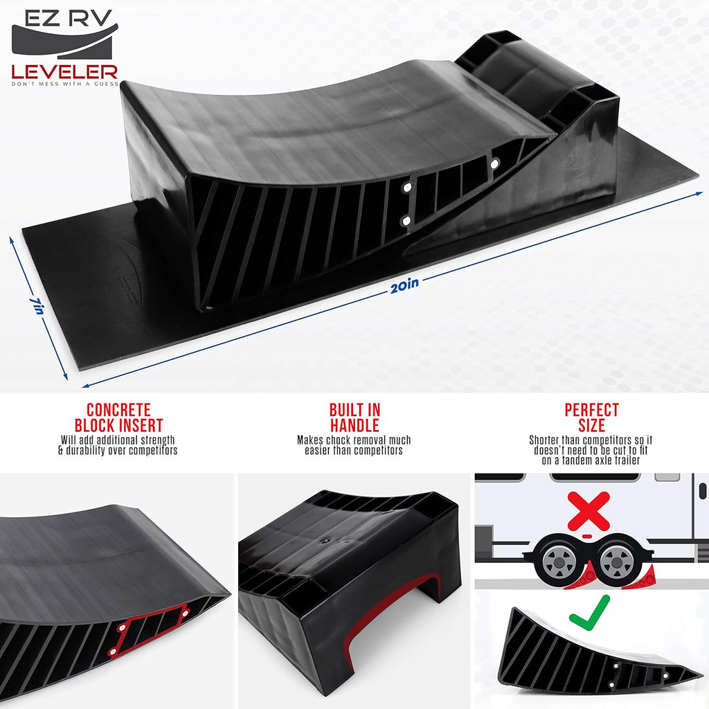 Curved Leveling Ramp with Chocks and Rubber Mat for Single Axle Campers Q197