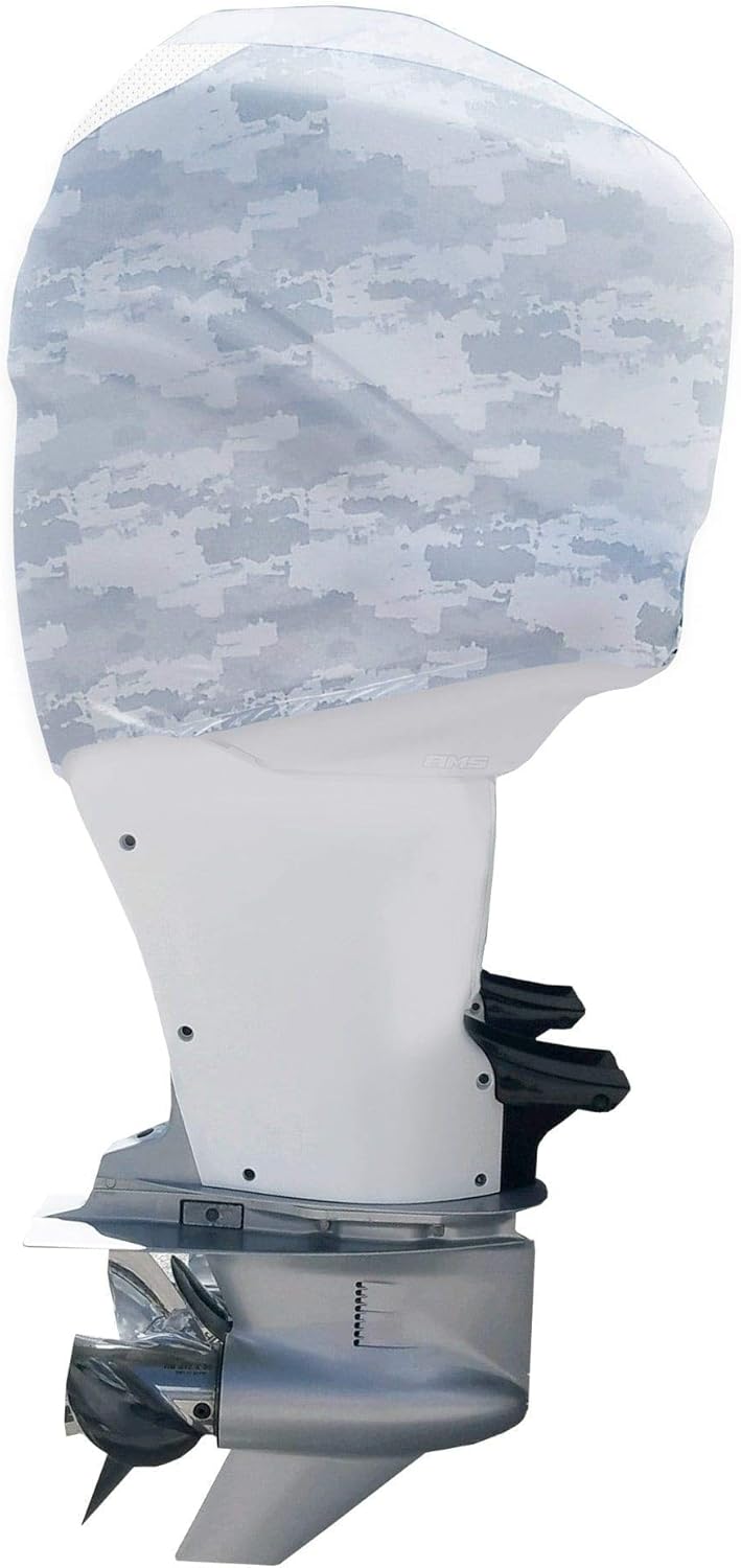 Grey Digital Camo Outboard Motor Cover with Side Vents U8628