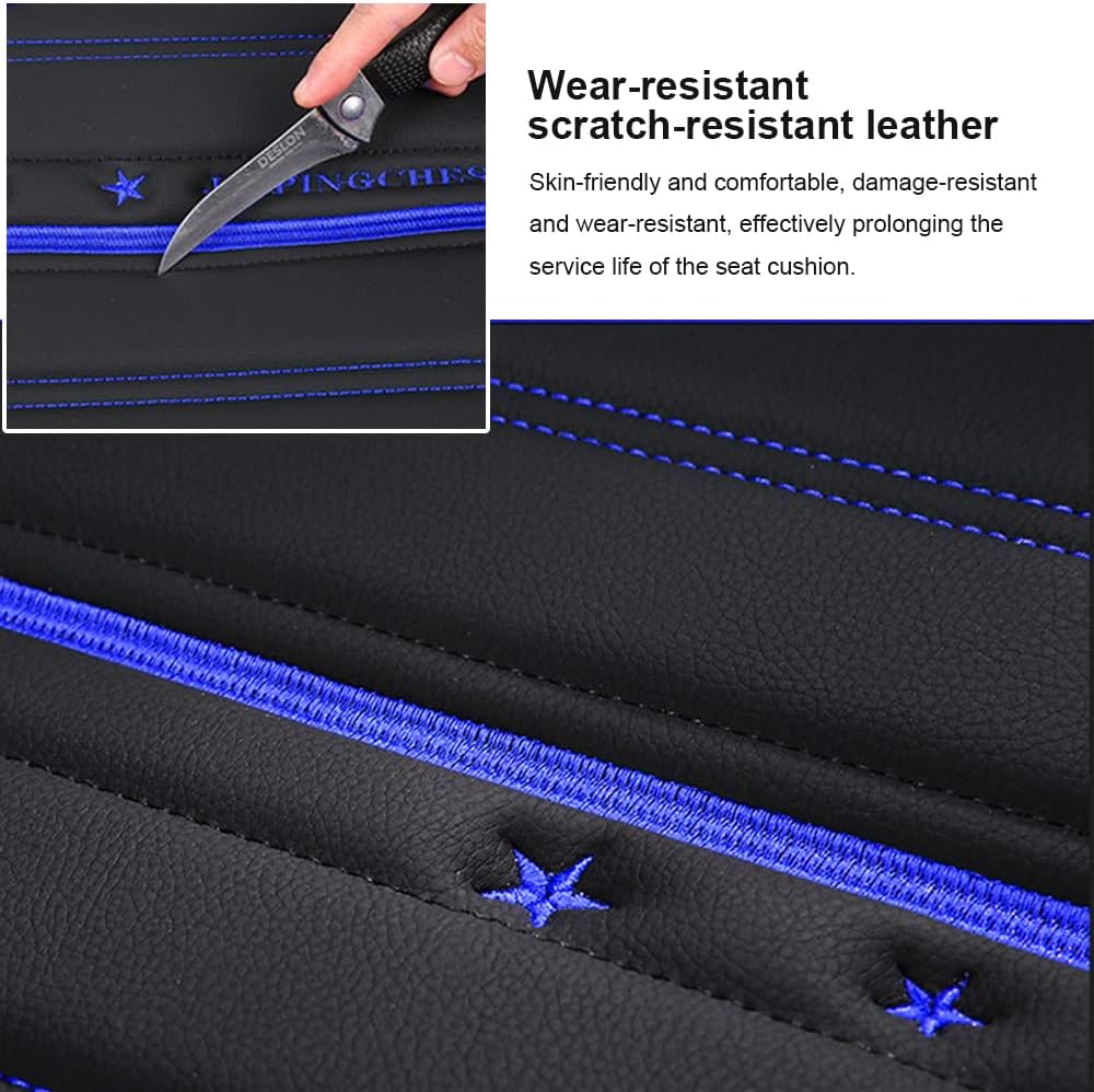 Black Blue Leather 5 Seats Full Set Waterproof Car Seat Covers C939789