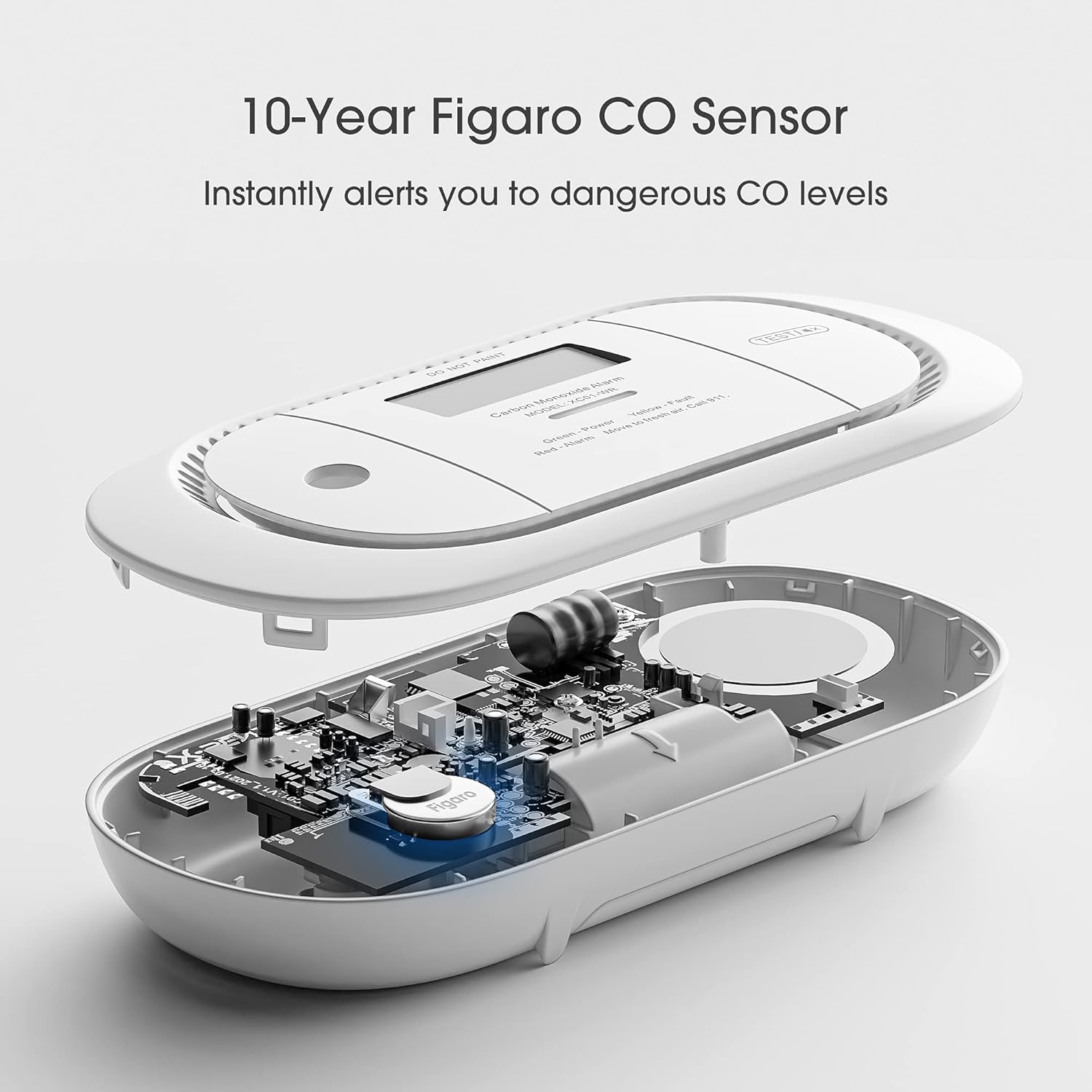 Wireless Interconnected Carbon Monoxide Detector, Replaceable Battery Powered CO Alarm with Digital Display, Pack of 2 R44184