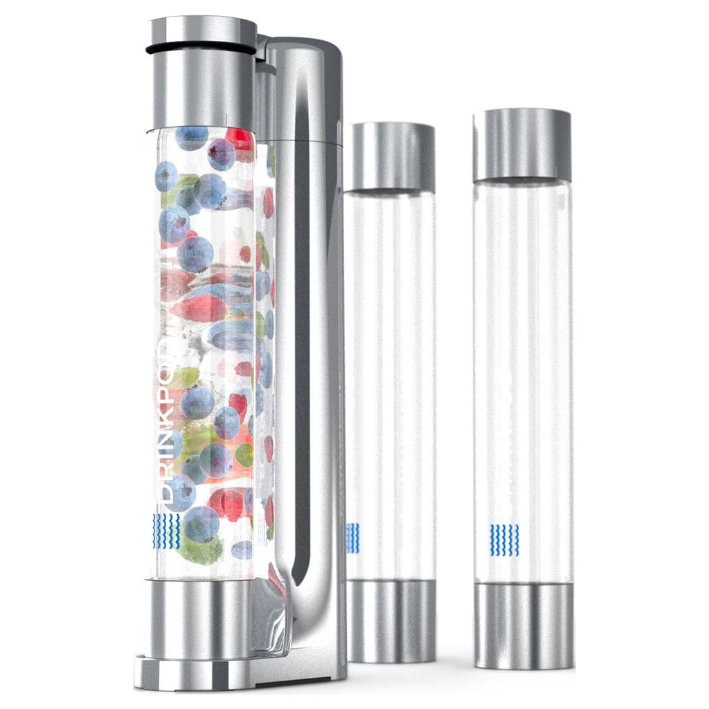 Silver Chrome Soda Maker with Three 1L Bottles O47435