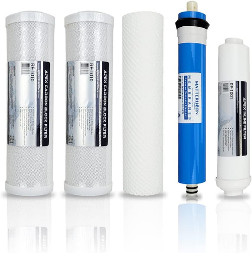 10 5 stage Reverse Osmosis Replacement Filter Pack with 50 GPD Membrane, Sediment, Dual Carbon block, Pack of 2 Q943914