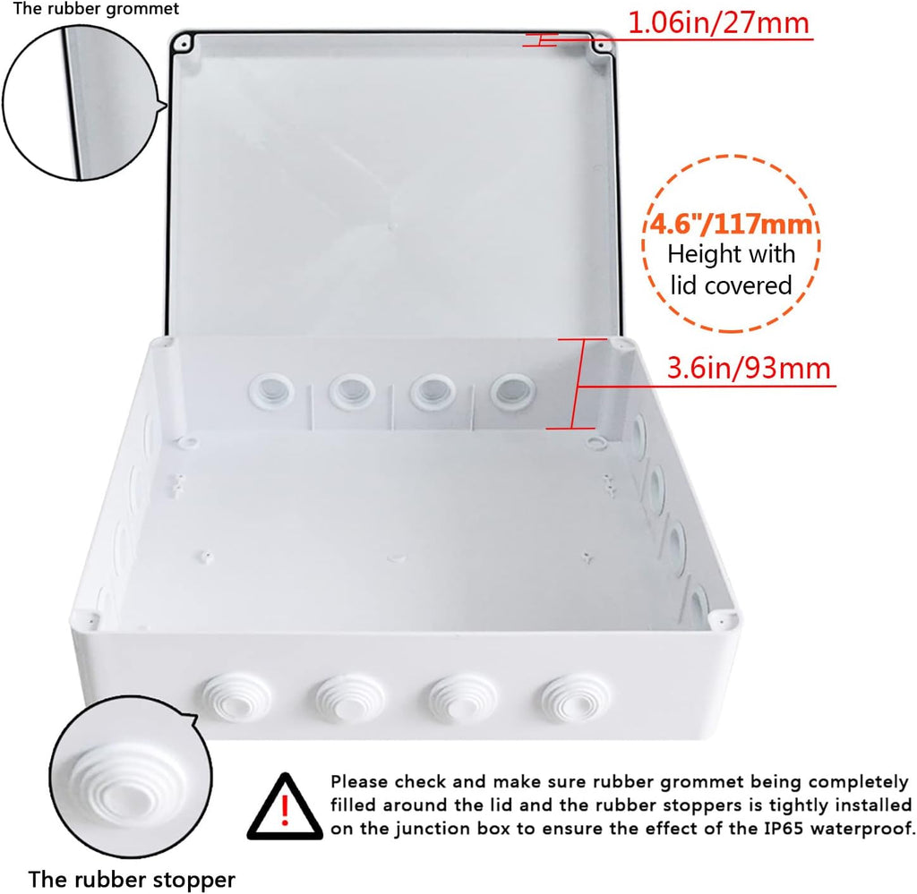 White ABS Plastic IP65 Junction Box Electrical Project Enclosure 15.7 x 13.8 x 4.7 inch Pack of 2 V150664