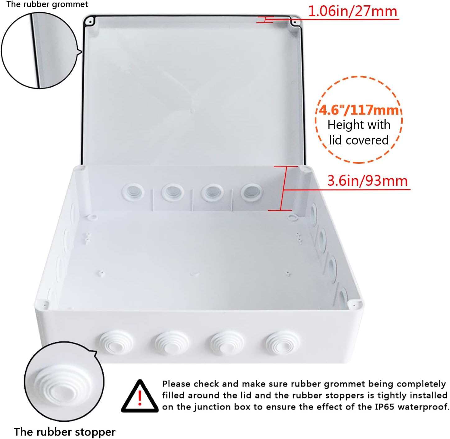 White ABS Plastic IP65 Junction Box Electrical Project Enclosure 15.7 x 13.8 x 4.7 inch Pack of 2 V150664