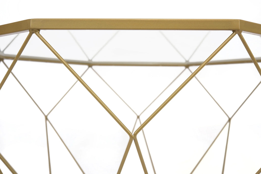 Black Leather Arm Chair Set of 2 and Octagonal Coffee Table with Gold Geometric Base T906