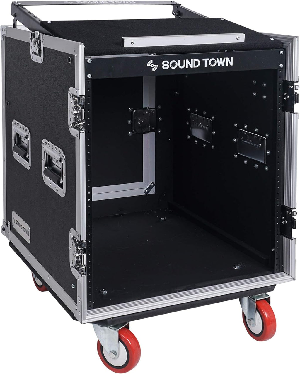 12U PA DJ Rack Case with Slant Mixer Top and Casters W445