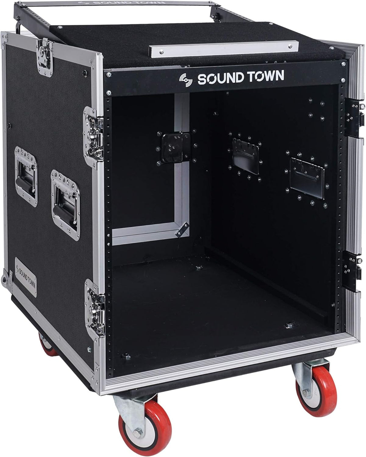 12U PA DJ Rack Case with Slant Mixer Top and Casters W445
