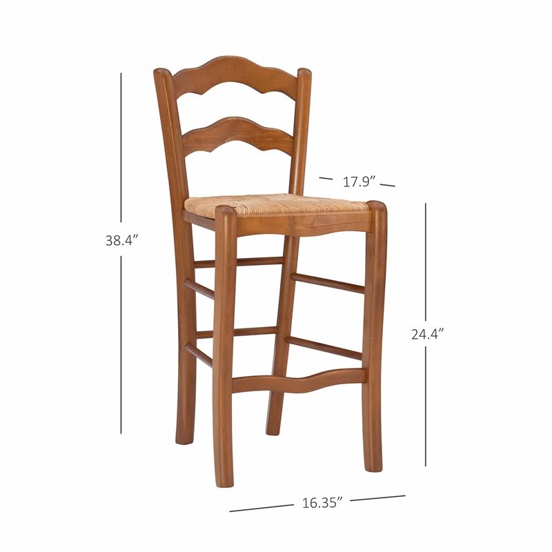 Set of Two Wood Counter Stools in Walnut W234405