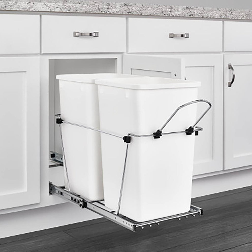 Double 27-Qt Kitchen Cabinet Pullout Waste Container Y7133