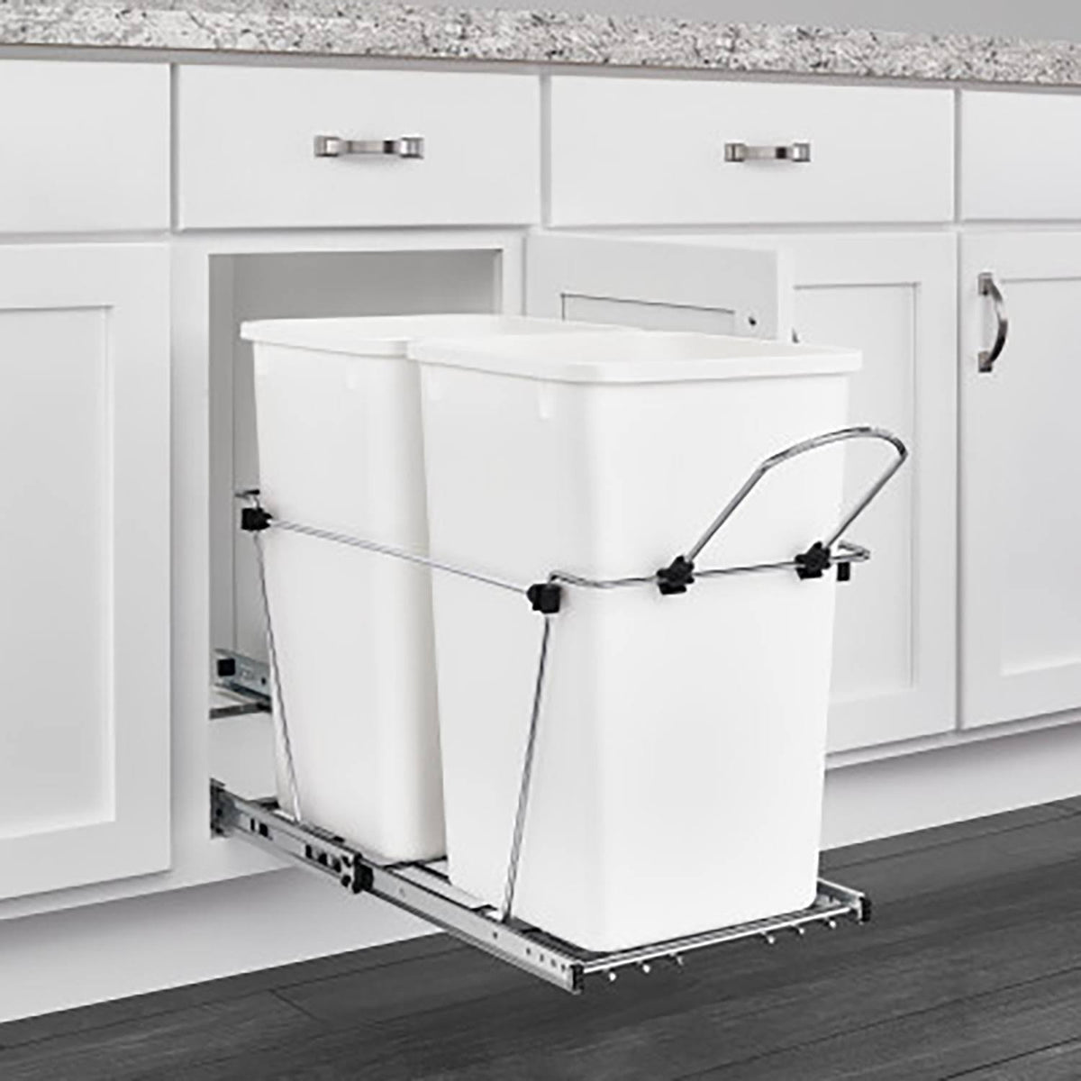 Double 27-Qt Kitchen Cabinet Pullout Waste Container Y7133