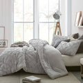Oversized Textured Comforter Queen Glacier Gray T1181