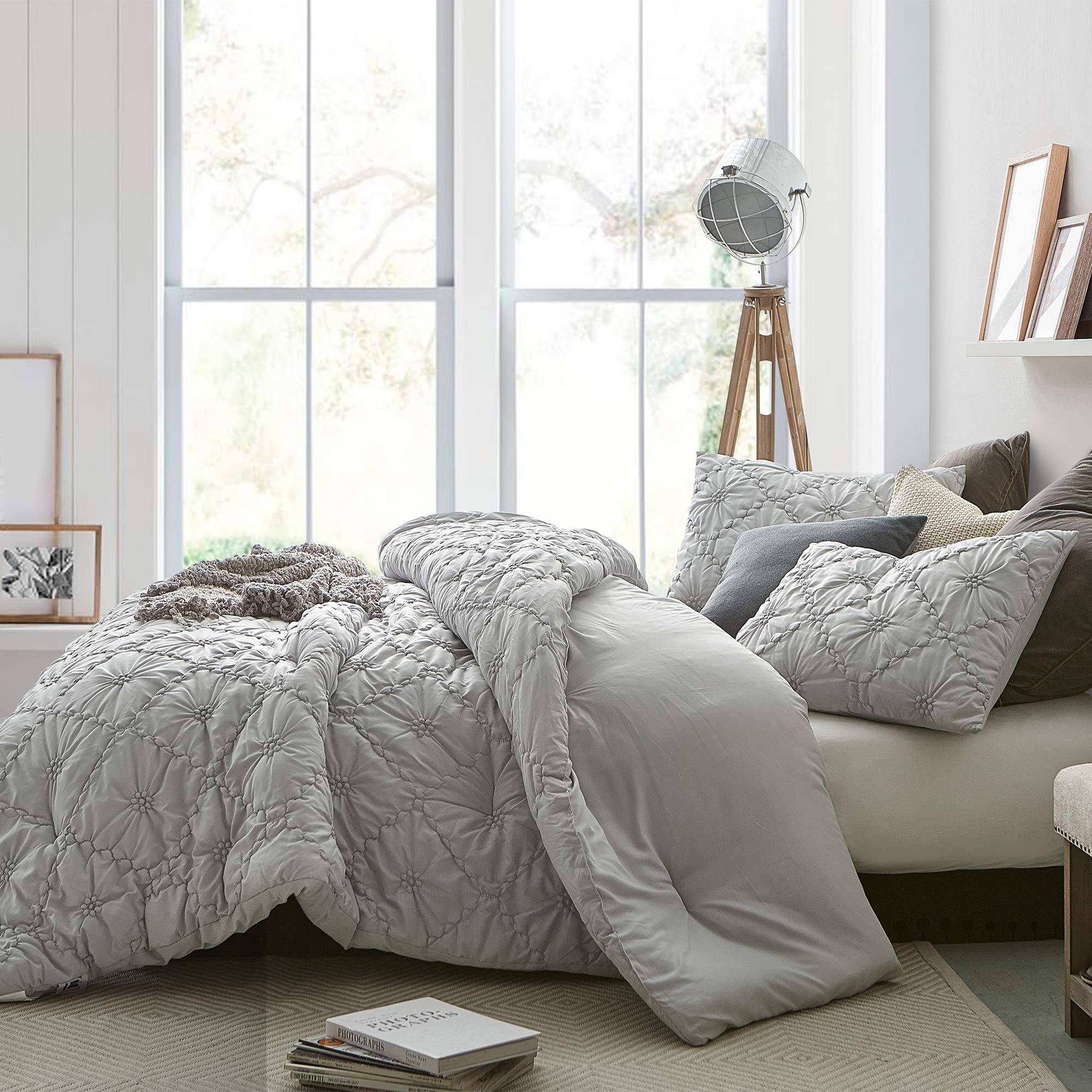 Oversized Textured Comforter Queen Glacier Gray T1181