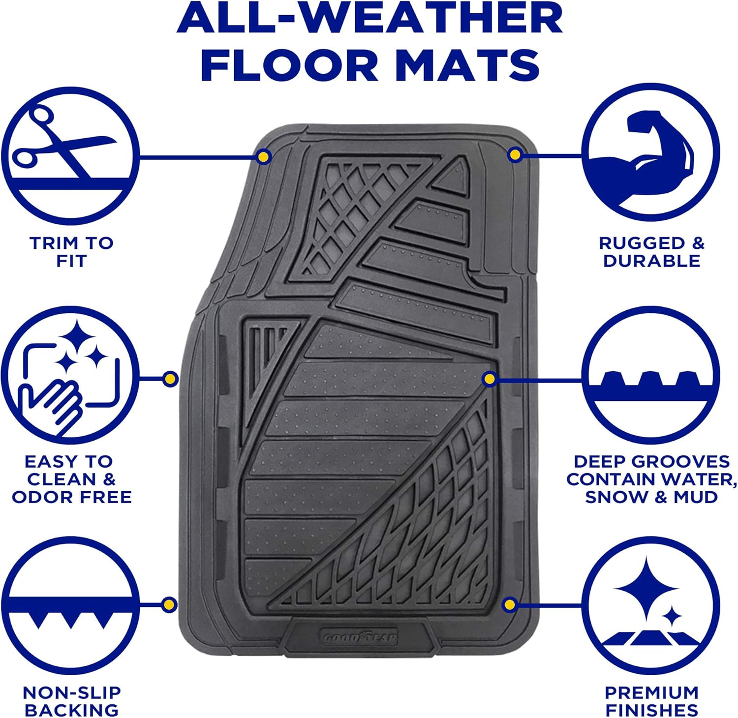 Black Pack of 2 Rubber Car Floor Mat S879066