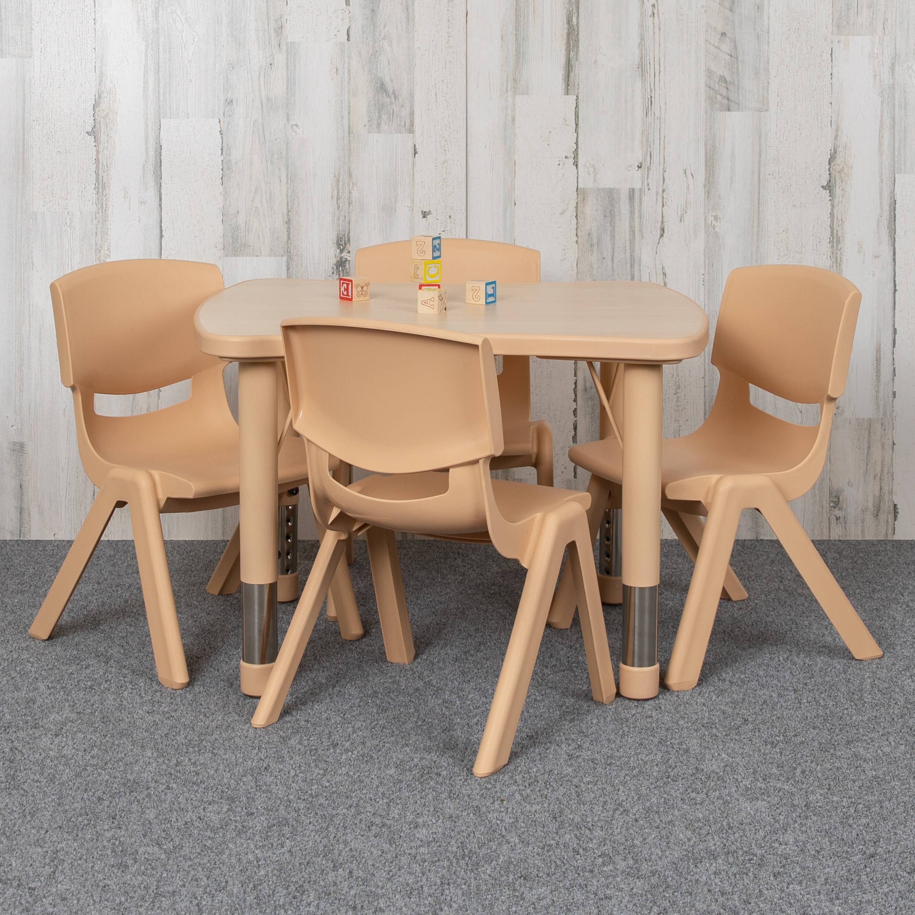 Beige Rectangle Plastic Activity Table Set with 4 Chairs B420