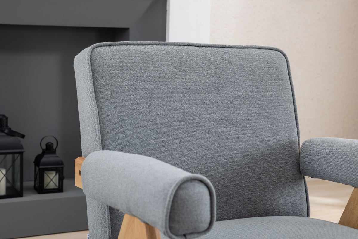 Mid-Century Modern Accent Chair with Solid Wood Armrest G22111