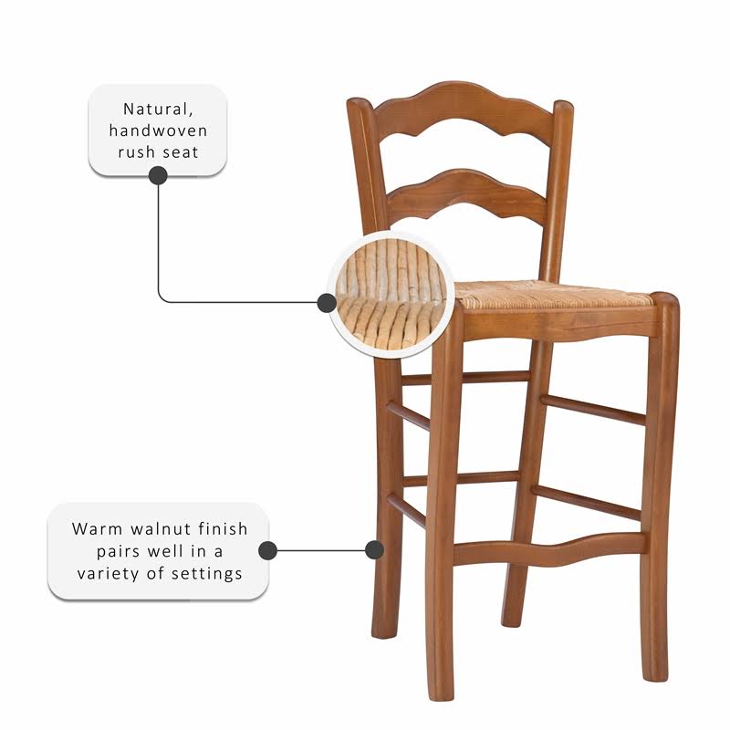 Set of Two Wood Counter Stools in Walnut W234405