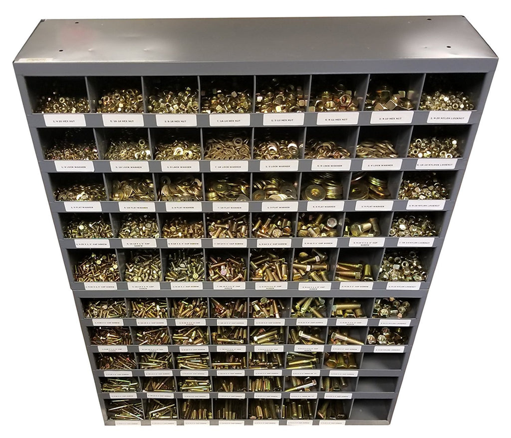 5170 Piece Grade 8 SAE Fine Thread Hex Head Cap Screws Bolt Assortment with Flat and Lock Washers, Hex and Lock Nuts, (2) 40 Hole Bins T890