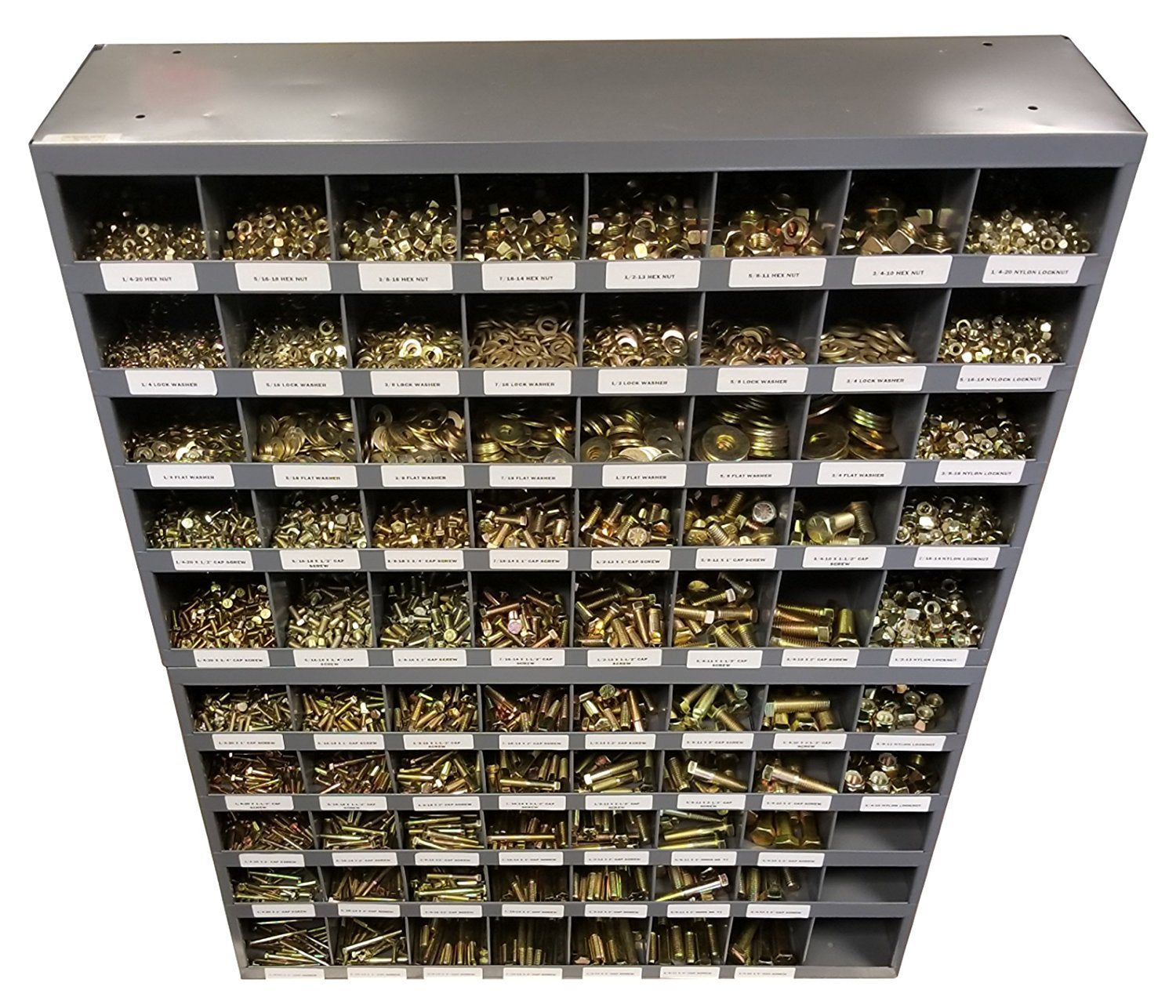 5170 Piece Grade 8 SAE Fine Thread Hex Head Cap Screws Bolt Assortment with Flat and Lock Washers, Hex and Lock Nuts, (2) 40 Hole Bins T890